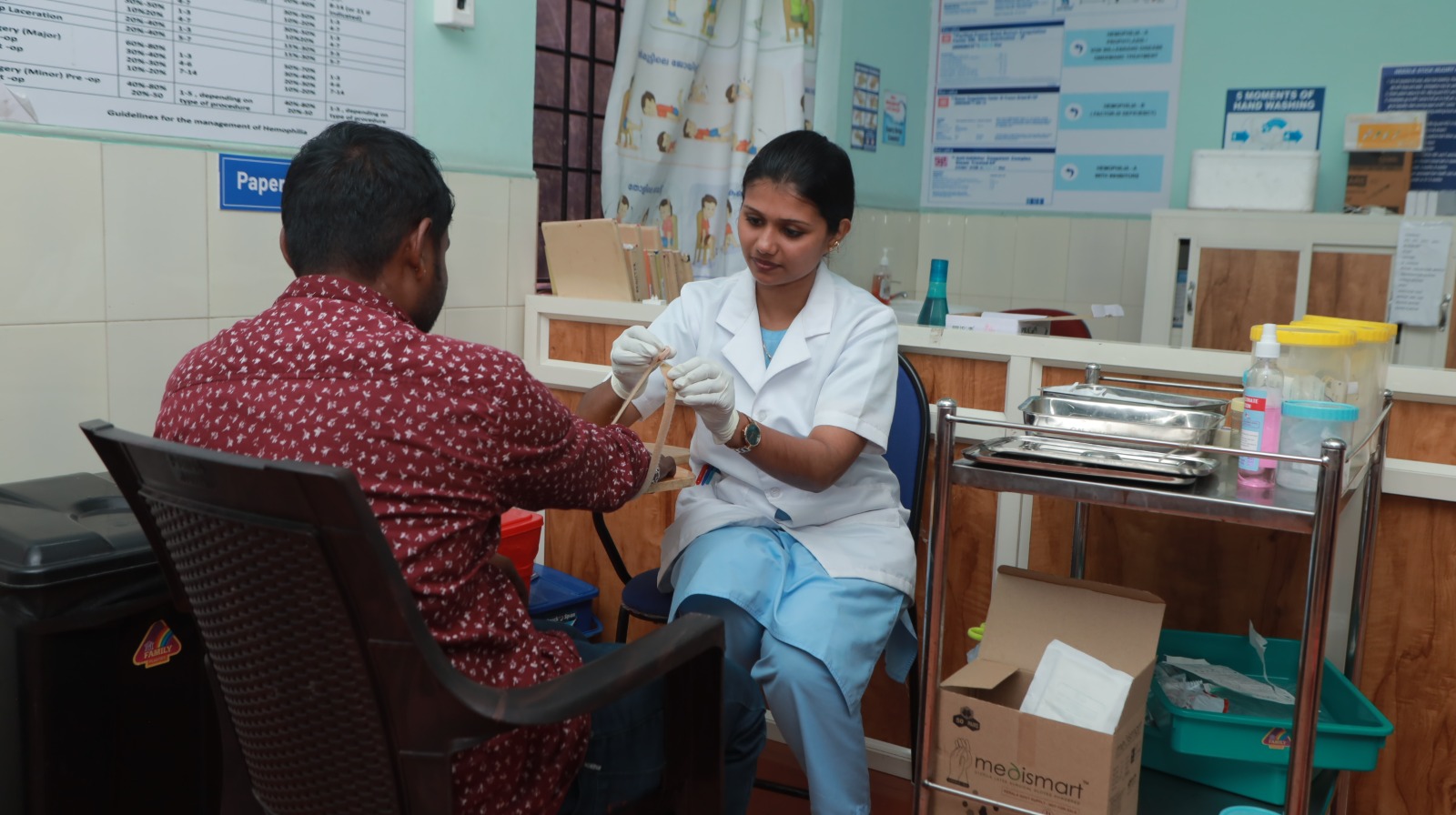 Healthcare workers coordinating with State Health Agency for hemophilia treatment